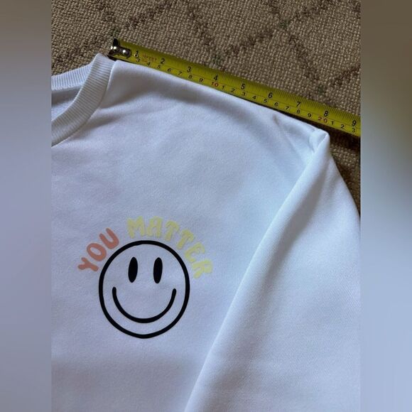 White long sleeved crewneck sweatshirt w motivational text on back XL NWOT - Picture 5 of 12